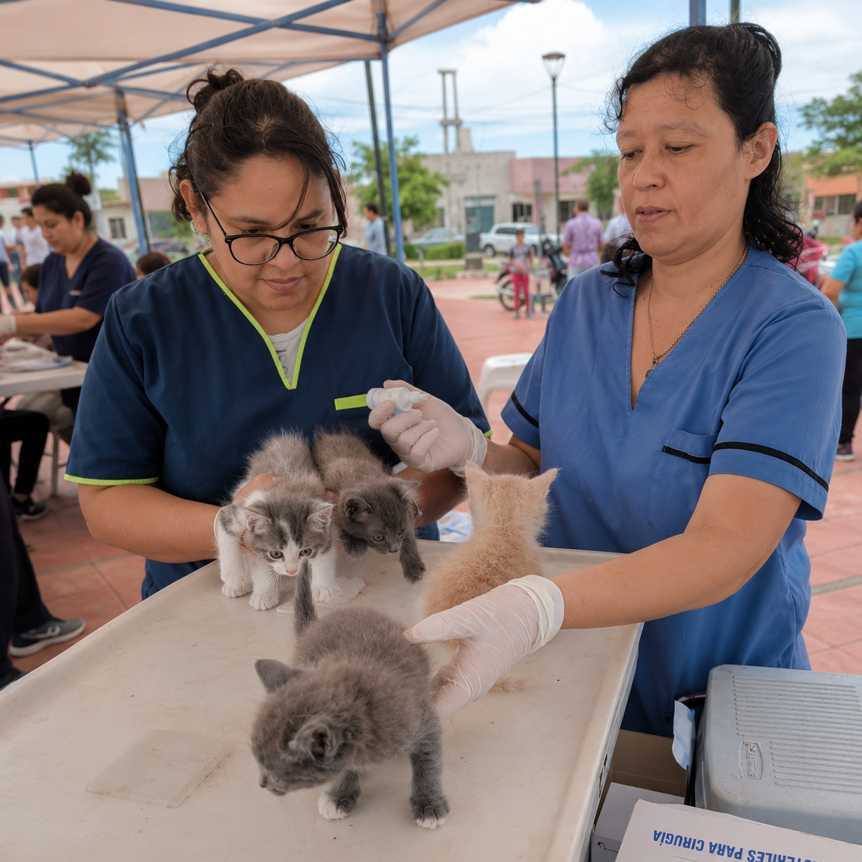 Equipo atendiendo una mascota